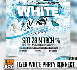 白色风格的派对海报模板：Flyer White Party Konnekt